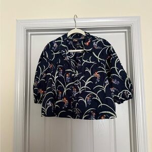 Anthropologie Maeve Navy Floral Top